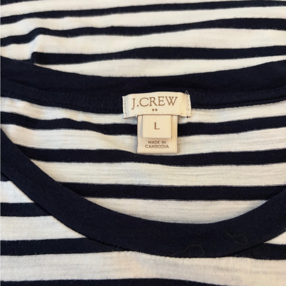 J. Crew Cotton Striped Long-Sleeve Midi Dress - Black & White - Picture 4 of 5